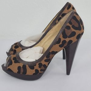 Michael Kors Greenwich Leopard Platform Peep Toe